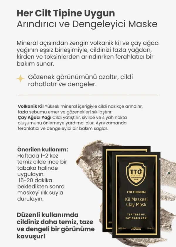 TTO Kil Maskesi 12’li Sivilce Ve Siyah Nokta Karşıtı Yüz Maskesi( Çay Ağacı Yağı / Tea Tree Oil ) - Görsel 5