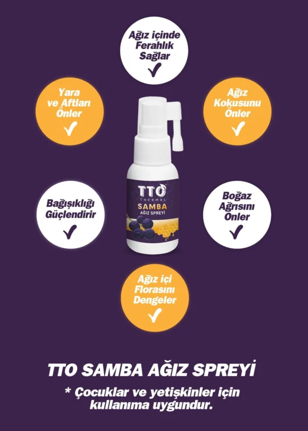 TTO Samba Ağız Spreyi 30 ml (Sambucus, Propolis, Çay Ağacı Yağ, Kara Mürver) - Görsel 3