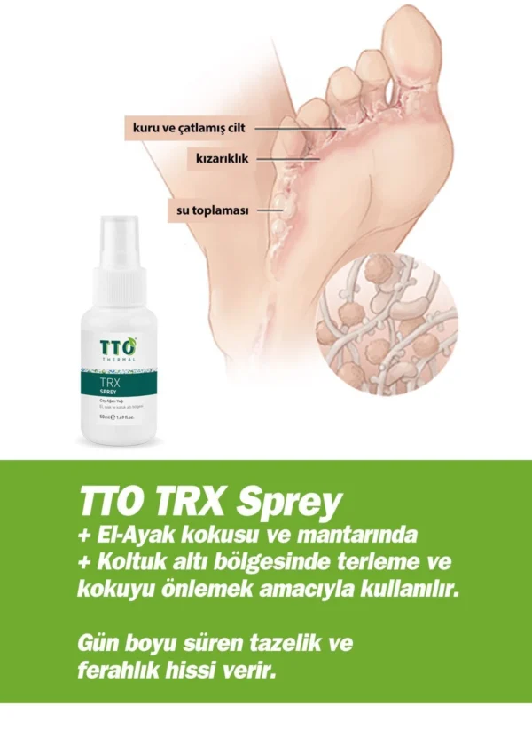 TTO Trx El,ayak, Koltuk Altı Terleme Önleyici Sprey 50 ml (çay Ağacı Yağı / Tea Tree Oil ) - Görsel 2