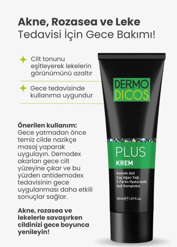 TTO Dermodicos Plus Krem 30 ml Akne Ve Lekelerde ( Çay Ağacı Yağı / Tea Tree Oil / Azeleik Asit ) - Görsel 3