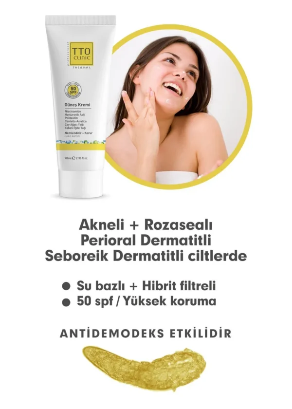 Tto CLINIC Güneş Koruyucu Krem 50 SPF 70 ML - Görsel 3
