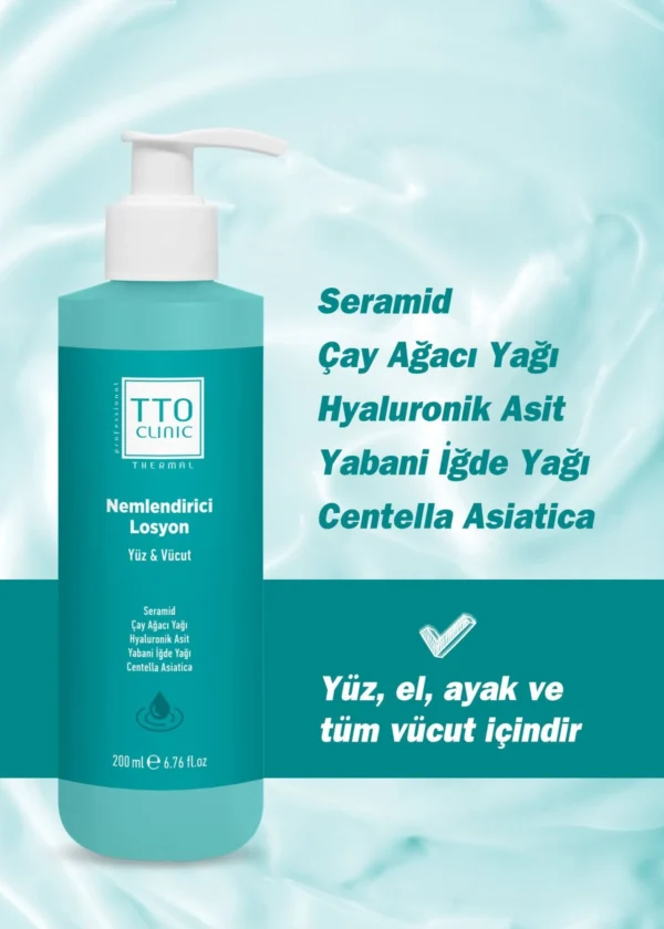 TTO Clinic Nemlendirici Losyon 200ml (Seramid / Çay Ağacı / Yağ Centelle ) - Görsel 4