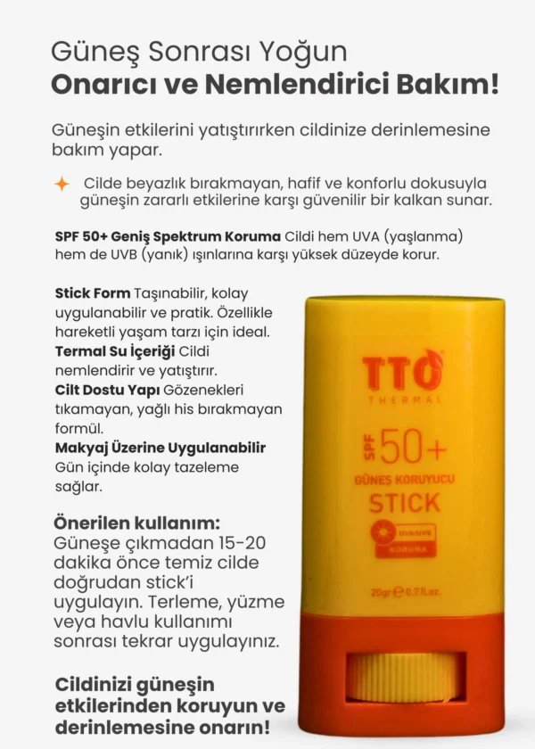 TTO Güneş Koruyucu Stick 50spf Uva Uvb Koruma - Görsel 3